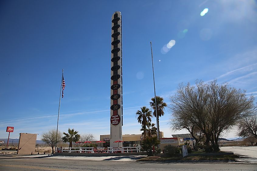 The World's Largest Thermometer in Baker, California.