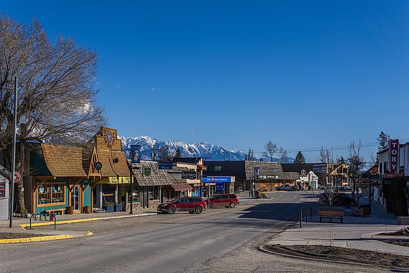 The Main Street in Invermere, British Columbia, Canada