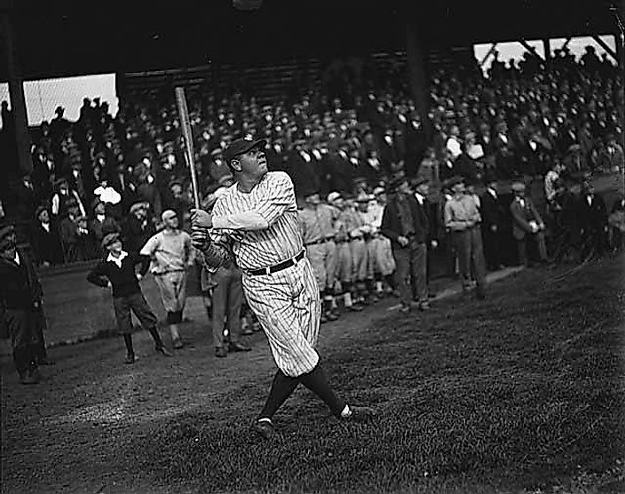 Babe Ruth batting at Dugdale Park, 1924. Image credit Museum of History and Industry via Wikimedia.