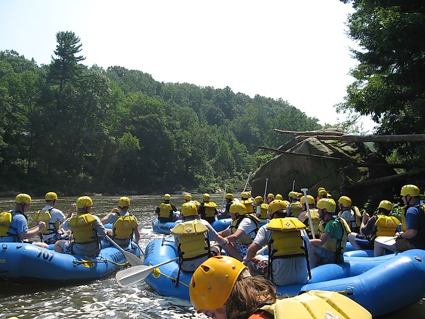 People rafting in Ohiopyle, Pennsylvania.