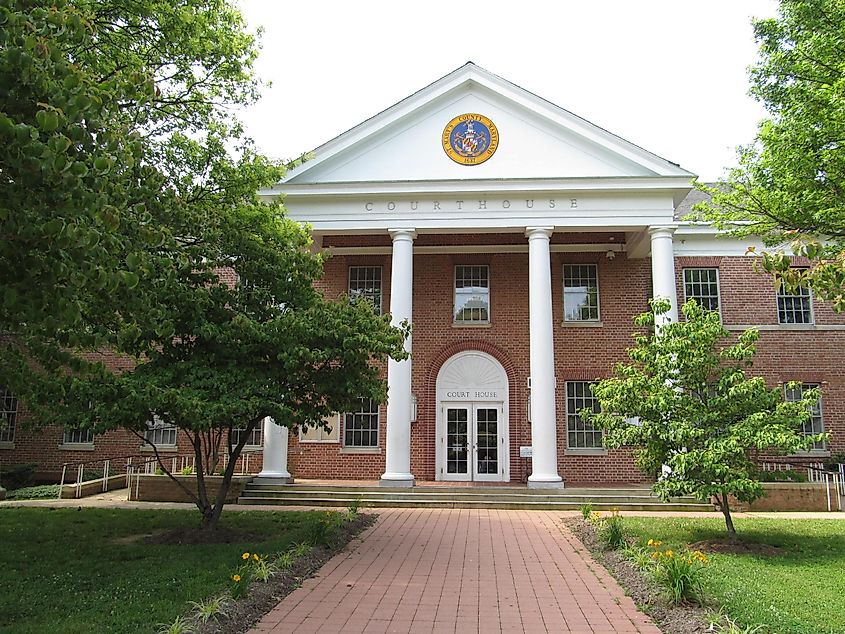 Courthouse in Leonardtown, St. Mary's County, Maryland.