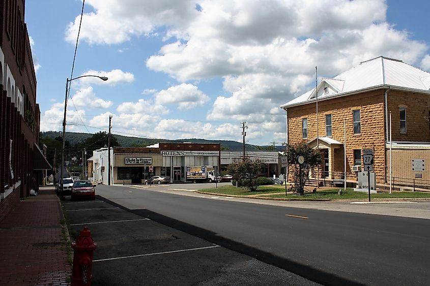 Looking south in downtown Marshall, Arkansas