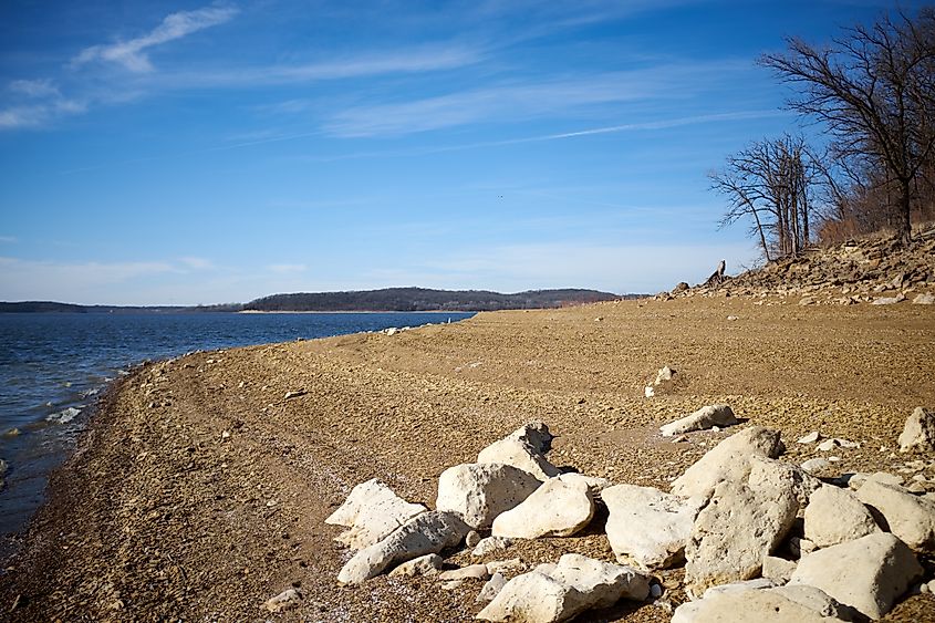 The shoreline of Perry Lake in Kansas.