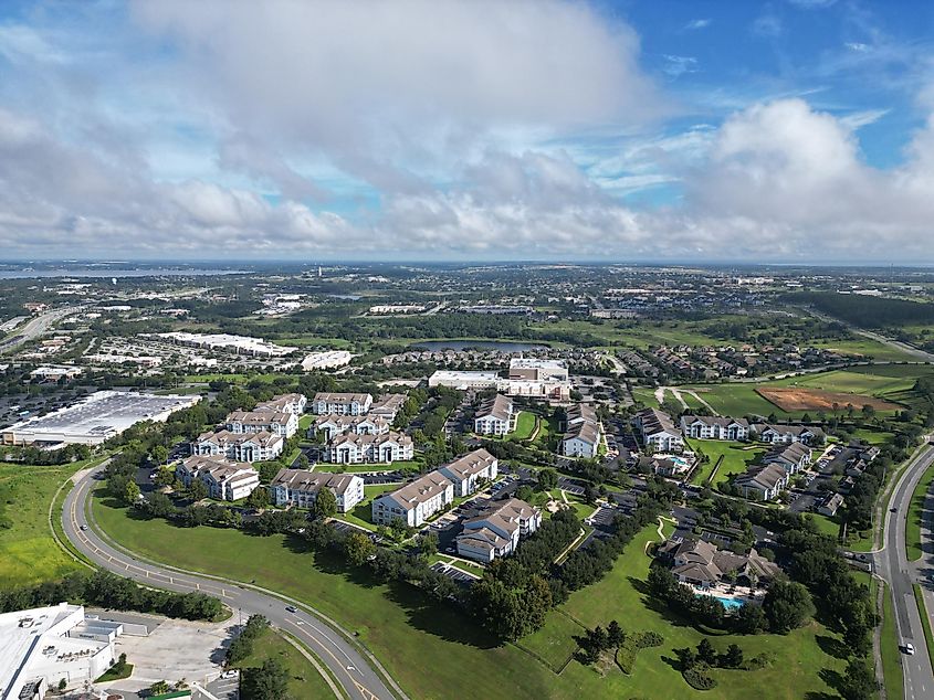 A bird's eye view of the cityscape of Clermont, Florida