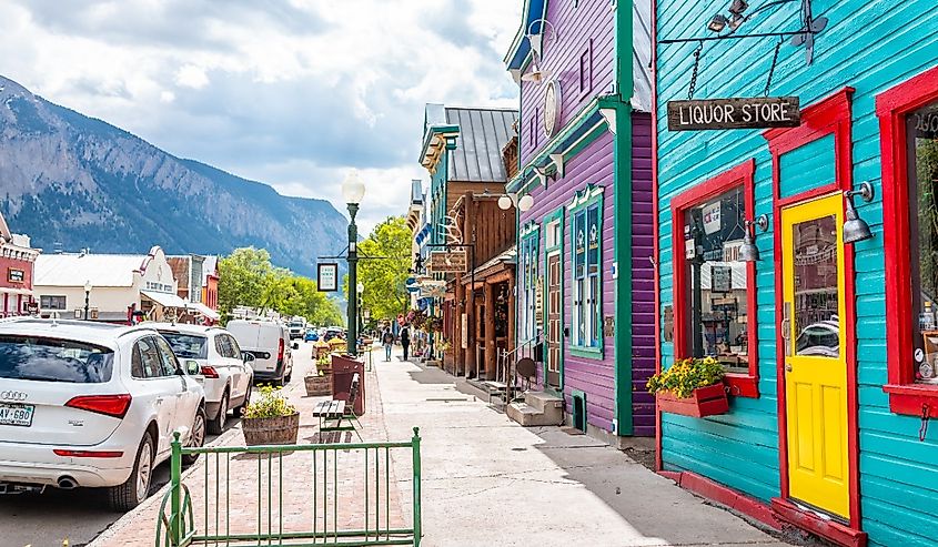 Downtown street in Crested Butte, Colorado.