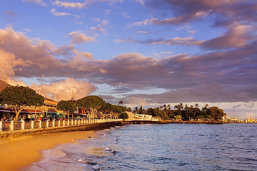 Sunset over Lahaina Old Town in Maui, Hawaii