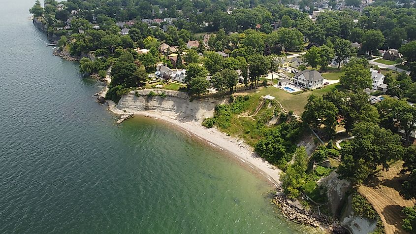 Aerial view of Lakewood Park in Lakewood, Ohio.