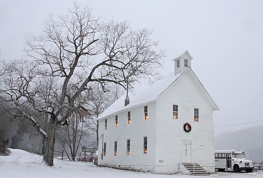 The Walnut Grove Church near Ponca, Arkansas.