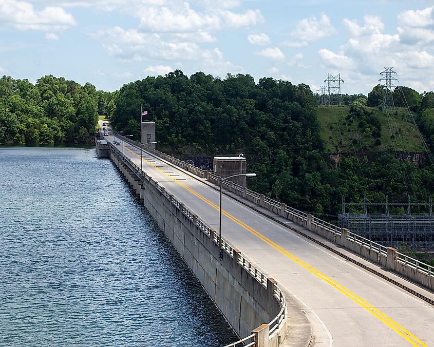 The dam in Bull Shoals Lake near Mountain Home, Arkansas.