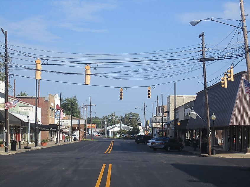 Downtown street in West Monroe, Louisiana.