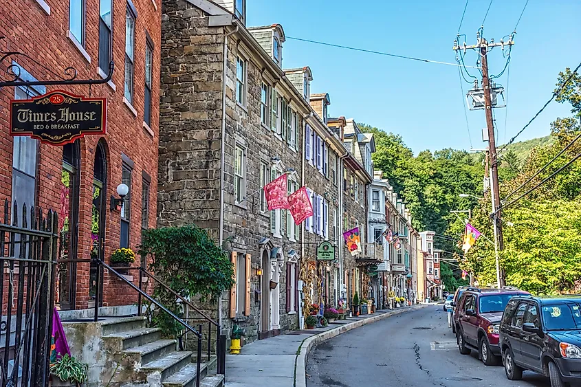 Rowhomes on Race St. in Jim Thorpe, Pennsylvania.