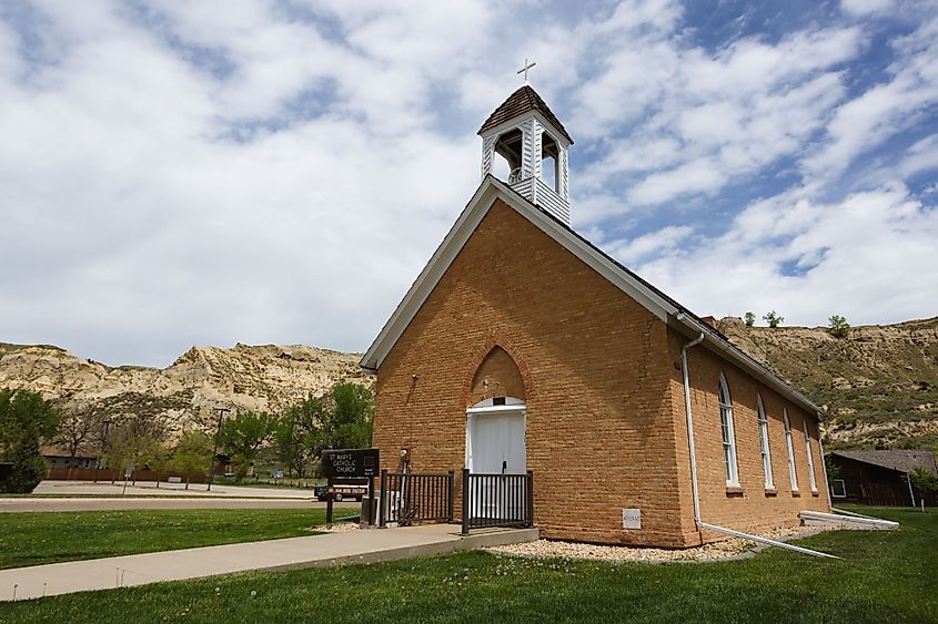 Saint Mary's Catholic Church in downtown Medora, North Dakota (built in 1884).