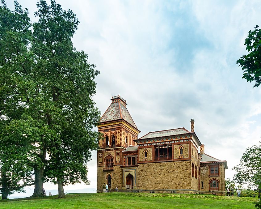 A landscape view of the Olana State Historic Site in Greenport, New York.