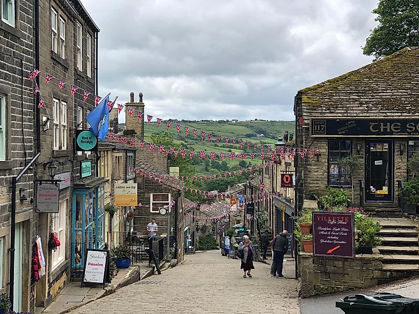 Looking down Main Street in Haworth, Yorkshire