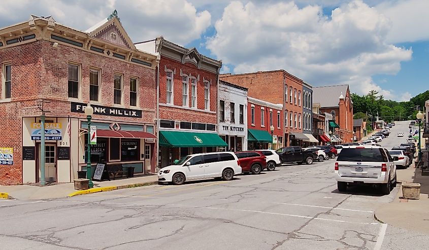 Downtown Main Street in Weston, Missouri.