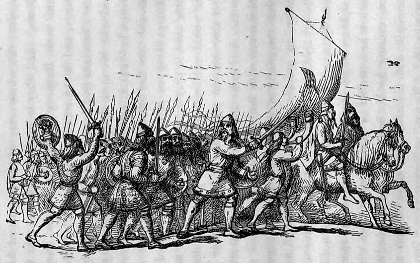 A 19th-century depiction of Vikings in battle with the Kingdom of Wessex.