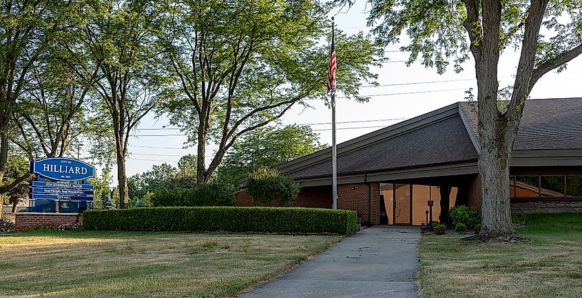 Front of the Hilliard, Ohio City Hall and city administrative center.