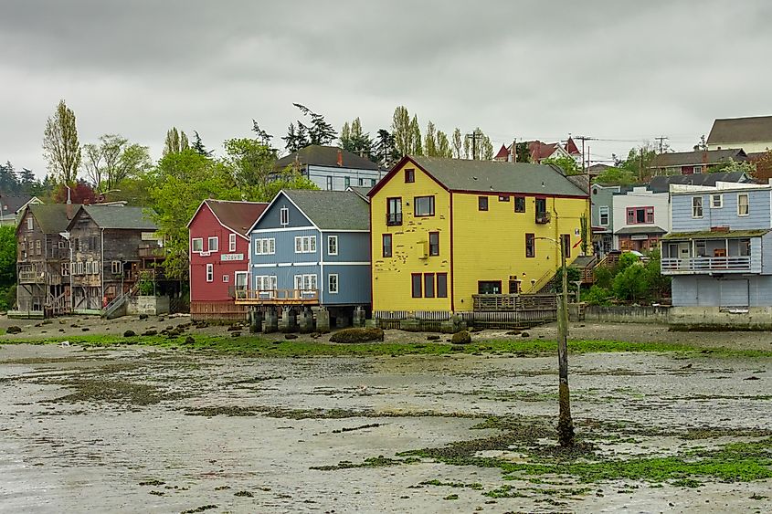 Waterfront buildings in Coupeville, Washington.