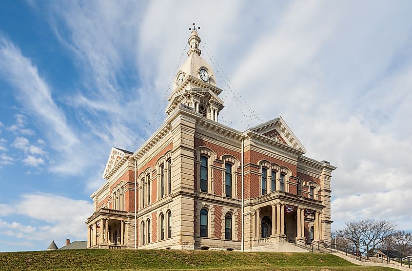 Wabash County Courthouse in Wabash, Indiana, USA, showcasing its historic architecture and central location.