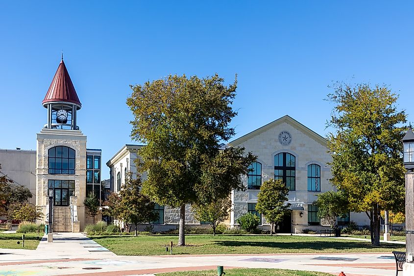 Modern city hall in old western city of Kerrville, Texas, USA.