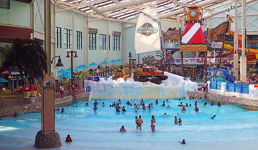 View of the Aquatopia indoor waterpark in Tannersville, Pennsylvania.