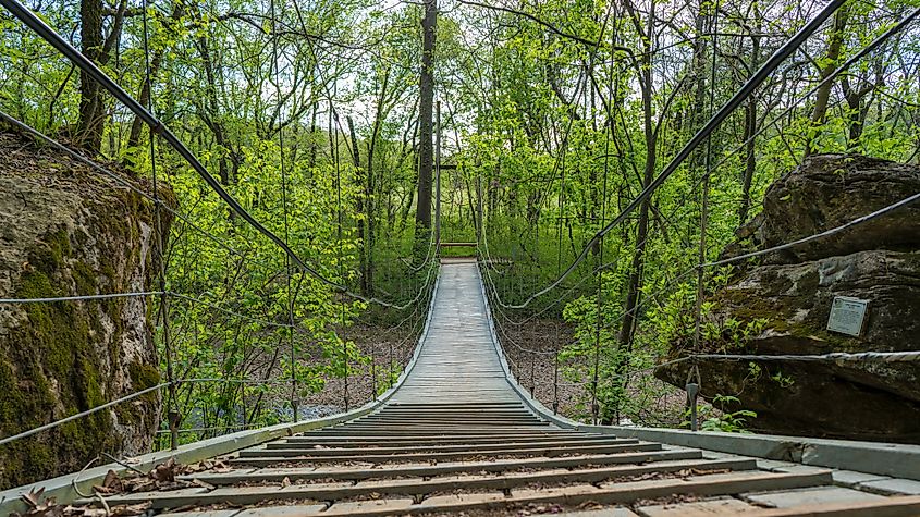 Suspension bridge at Tanyard Creek Nature Trail.