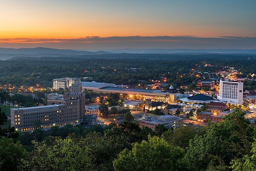 Aerial view of Hot Springs, Arkansas.