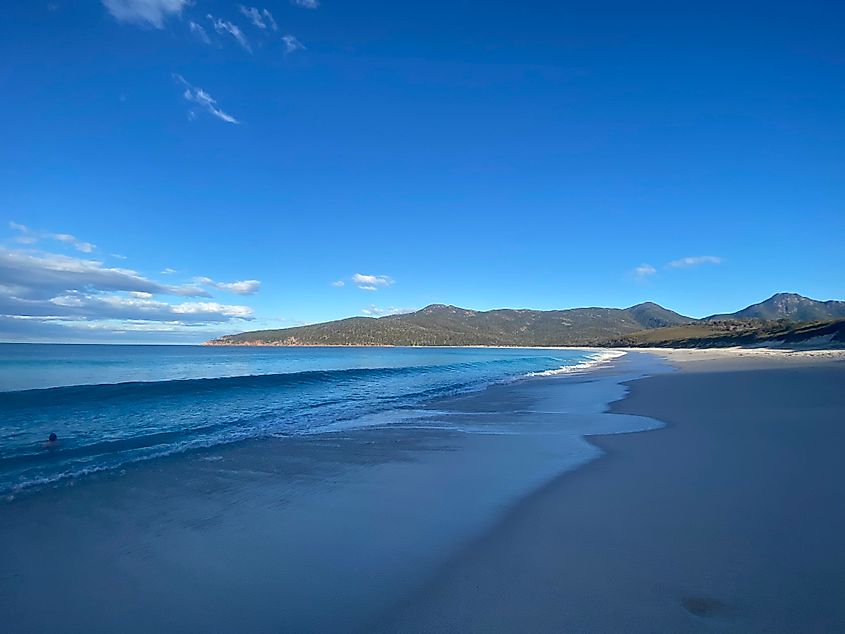 Wineglass Bay viewed from the beach. in Freycinet National Park