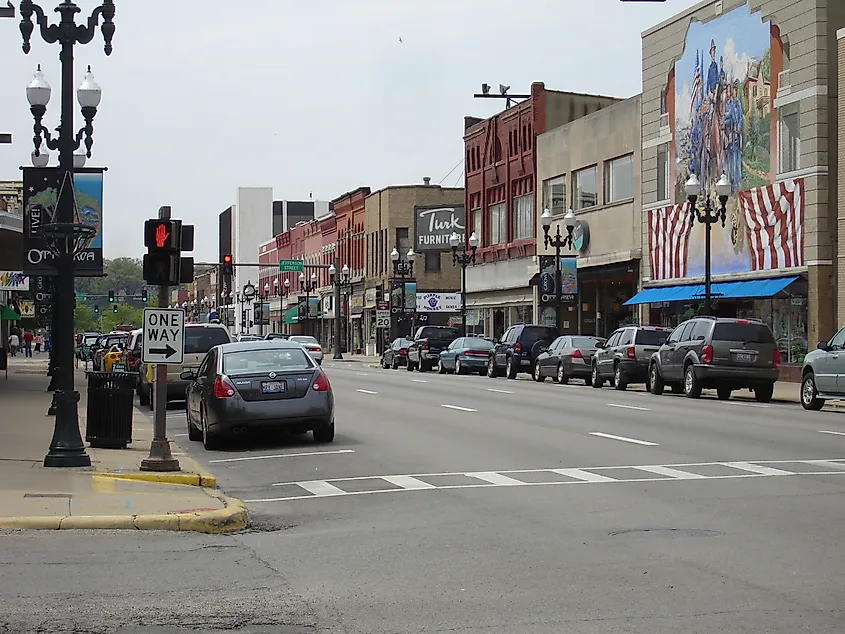 Downtown Ottawa, Illinois, USA.