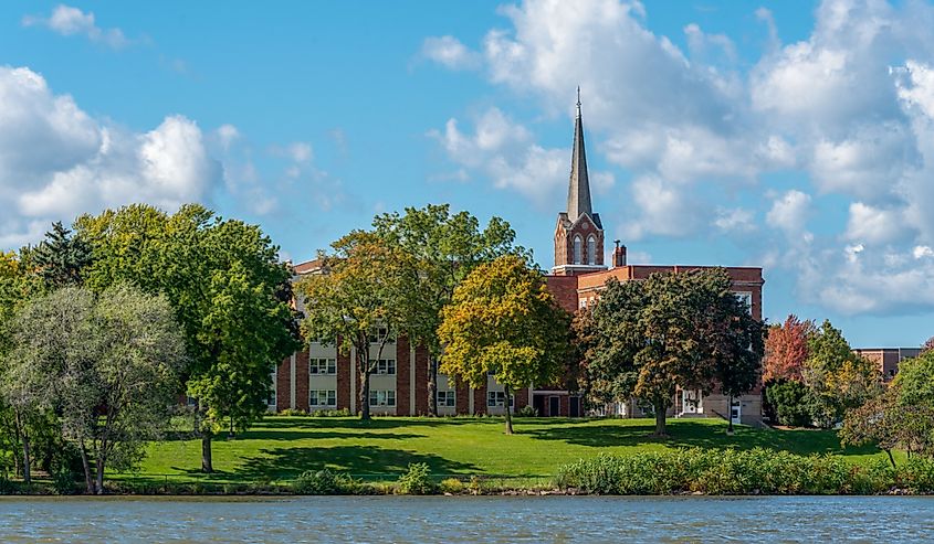 St. Norbert College on the Fox River at De Pere, Wisconsin.