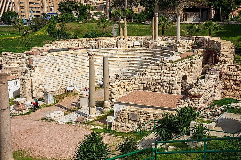 Ruins of the Roman amphitheater of Alexandria, Egypt