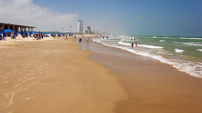 Beachgoers enjoying on the beach in South Padre Island