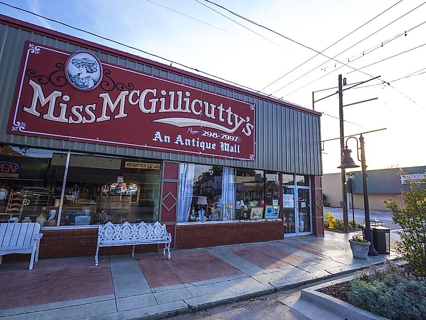 Miss McGillicutty's, a famous antique store in the town of Jenks, Oklahoma.