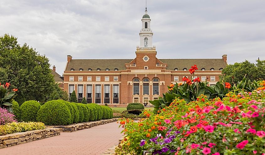 Overcast view of the Edmon Low Library of Oklahoma State University at Oklahoma