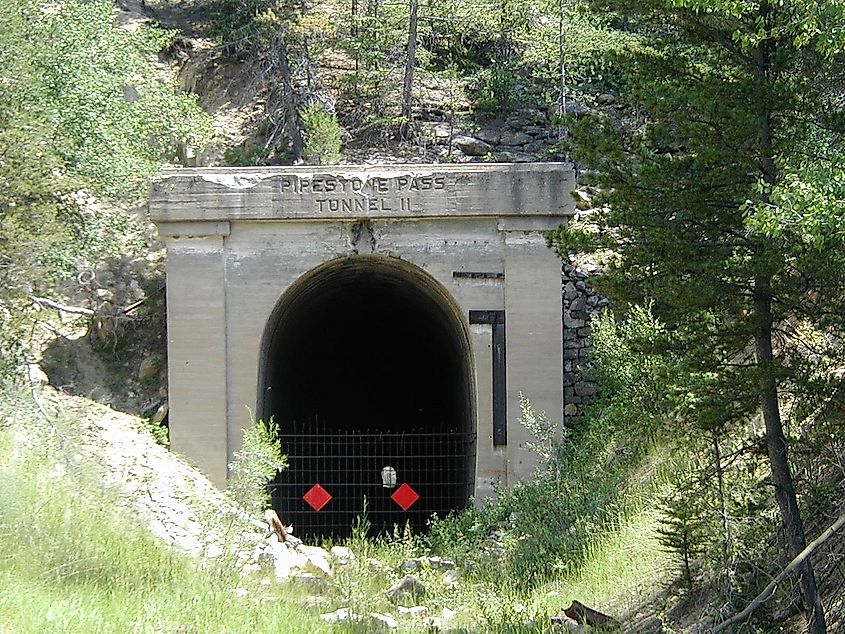 West portal of the Milwaukee Road's Pipestone Pass Tunnel.