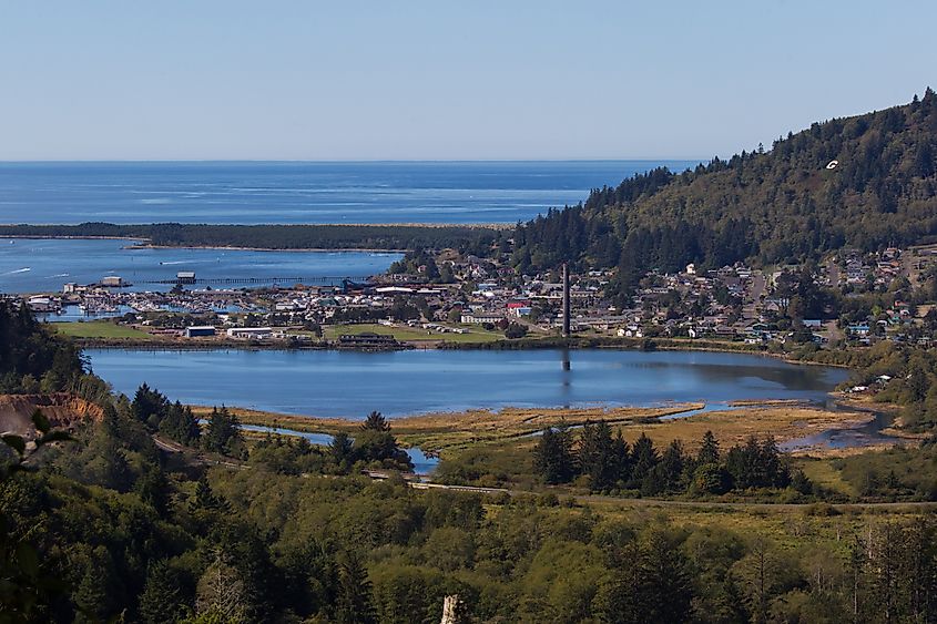 Aerial view of the charming town of Tillamook, Oregon