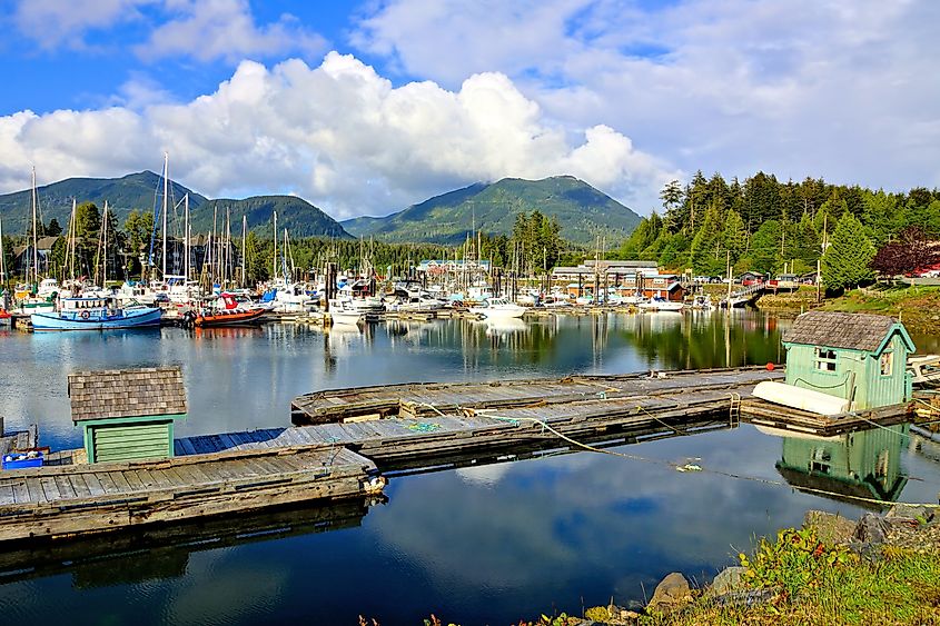 Beautiful Ucluelet Harbor in British Columbia, Canada.