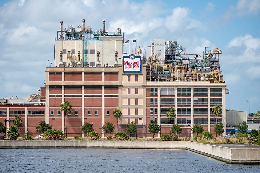 A photo of the Maxwell House production facility in down town Jacksonville Florida