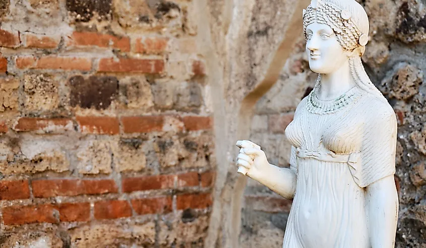 Ancient statue of Isis in the temple in Pompeii