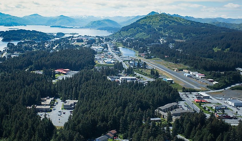 Aerial view of the town of Kodiak, Alaska