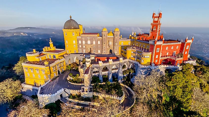 The colorful Pena Palace in Sintra, Portugal.