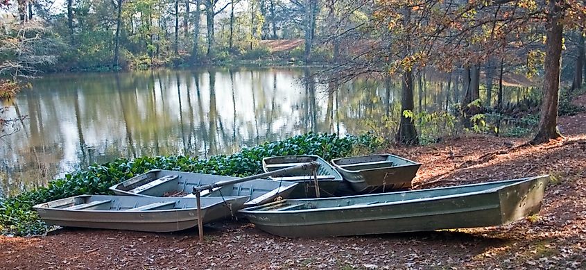 Boats in Chemin-A-Haut State Park in Louisiana.