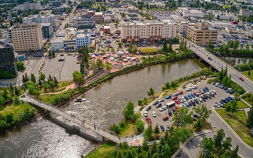 Aerial View of the Popular Midnight Sun Festival in Fairbanks, Alaska