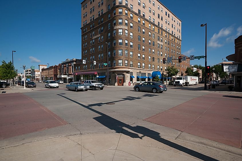 View of an intersection in McKenzie, North Dakota.