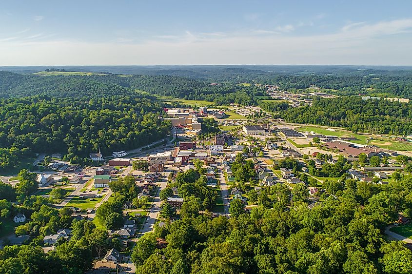 Aerial view of West Baden Springs, Indiana.