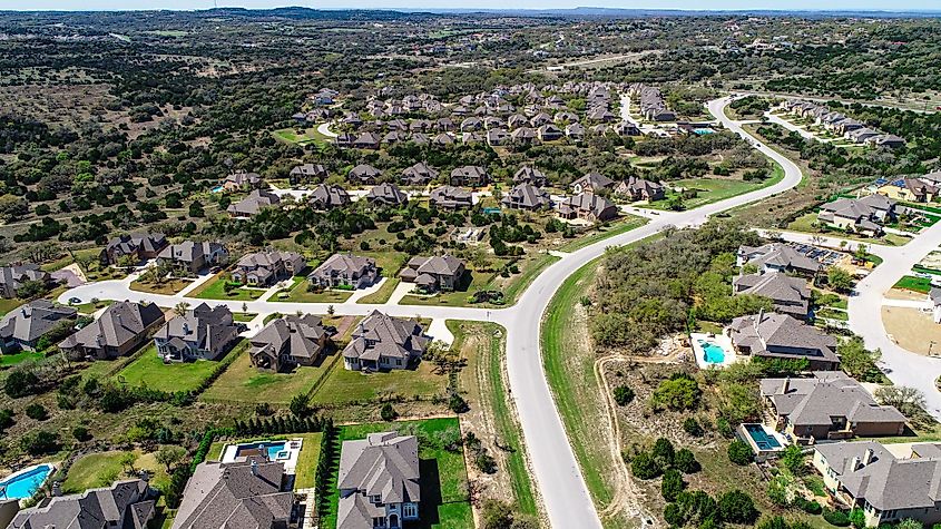 Overlooking a suburb in Dripping Springs, Texas.