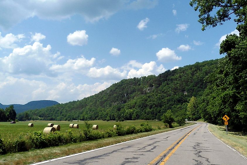 Boxley Valley Historic District along the Ozark Highlands Scenic Byway in Arkansas