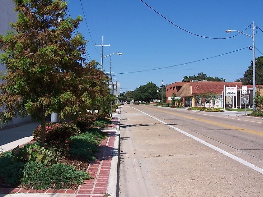 Downtown street in Rayne, Louisiana.