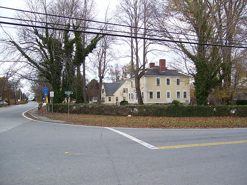 Tiverton Four Corners in Tiverton, Rhode Island.