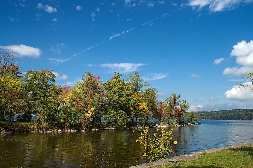 Autumn Inlet to Cayuga Lake. Destination Taughannock Falls State Park in The Finger Lakes of NY.